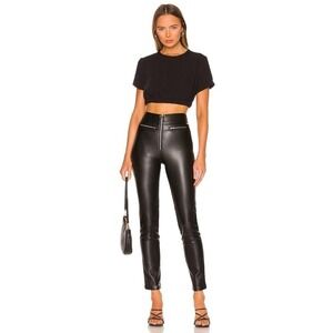 NWT Revolve Superdown Adonia Faux Leather Pants Zipper Fly Womens Black Size S